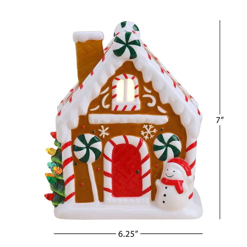 7" Brown Nostalgic Ceramic Lit Gingerbread House