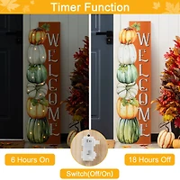 Glitzhome® 42" Lighted Fall Wood Stacked Pumpkins Welcome Porch Sign with Timer