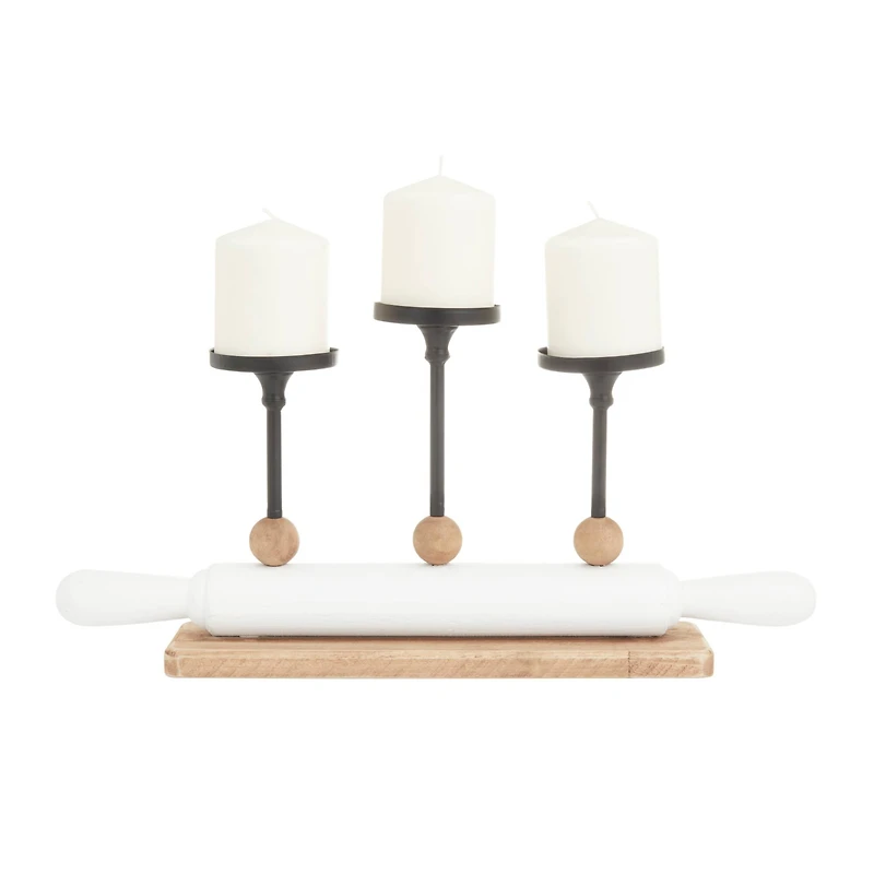 White Fir Modern Farmhouse Candelabra, 9" x 20" x 4"
