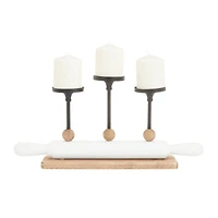 White Fir Modern Farmhouse Candelabra, 9" x 20" x 4"