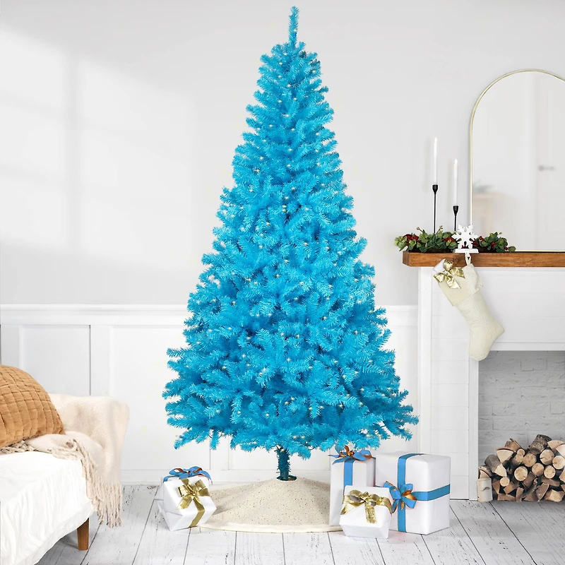 6ft. Pre-Lit Medium Sky Blue Pine Artificial Christmas Tree, Clear Lights