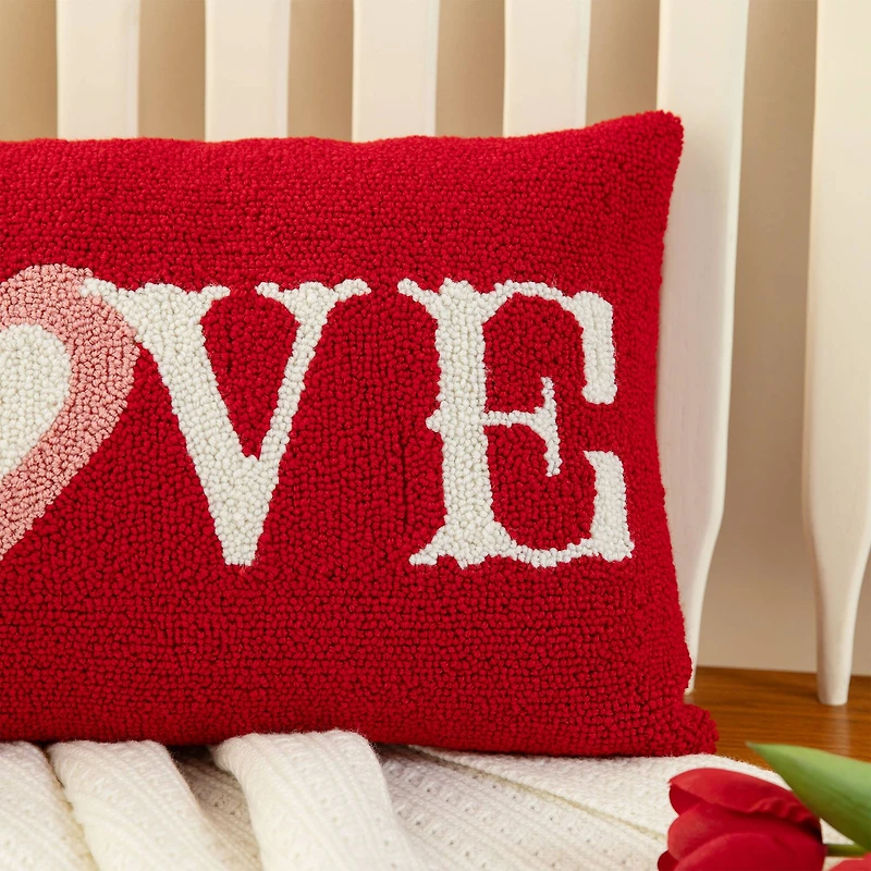 Glitzhome® 18" Valentine's Hooked Love Pillow