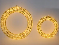 LED Lighted Hanging Christmas Wreath Decorations - 18" -  Set of 2 - Gold Lights