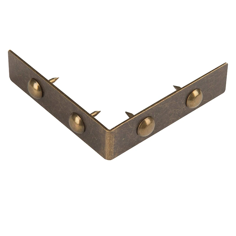 Dritz Home® Small Antique Brass Campaign Textured Right Angles, 4ct.
