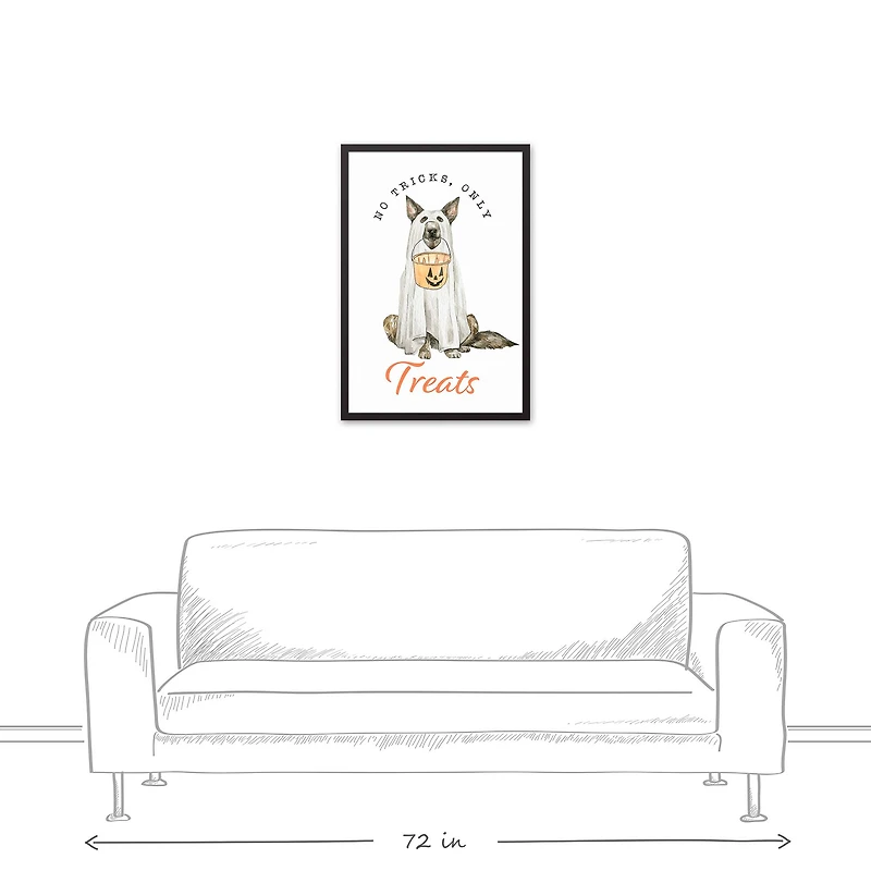 No Tricks Only Treats Black Framed Canvas Wall Art