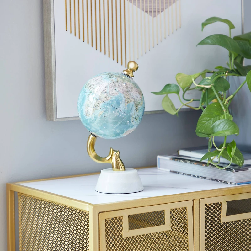 10" Blue Stoneware Coastal Globe