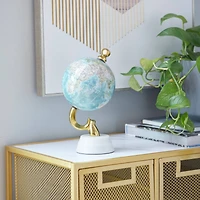 10" Blue Stoneware Coastal Globe