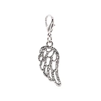 12 Pack: Charmalong™ Stone Pave Rhodium Wing Charm by Bead Landing™