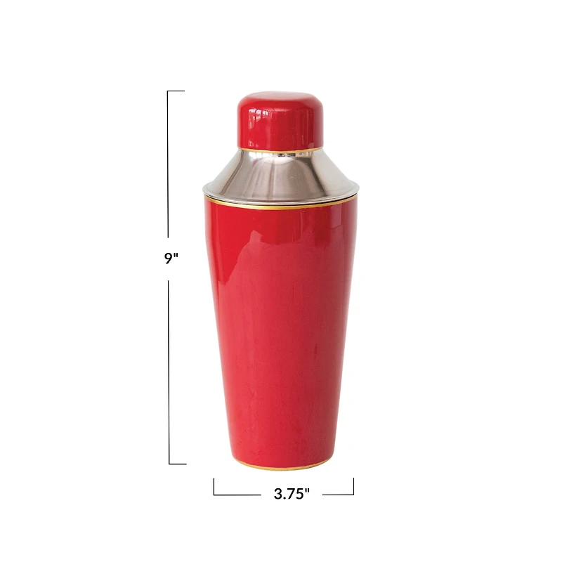 Hello Honey® 22oz. Red Enameled Stainless Steel Cocktail Shaker with Gold Rim