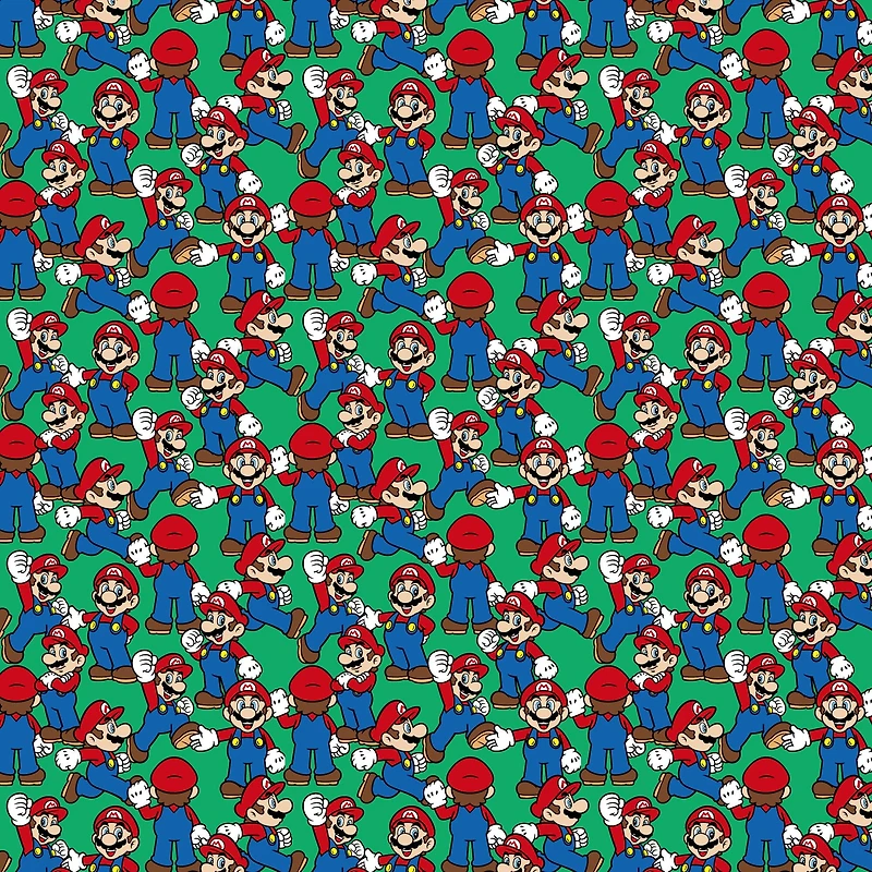 Nintendo® Mario on Green Background Cotton Fabric