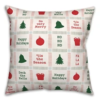 Xmas Icon Grid Pattern 18" x 18" Spun Poly Pillow