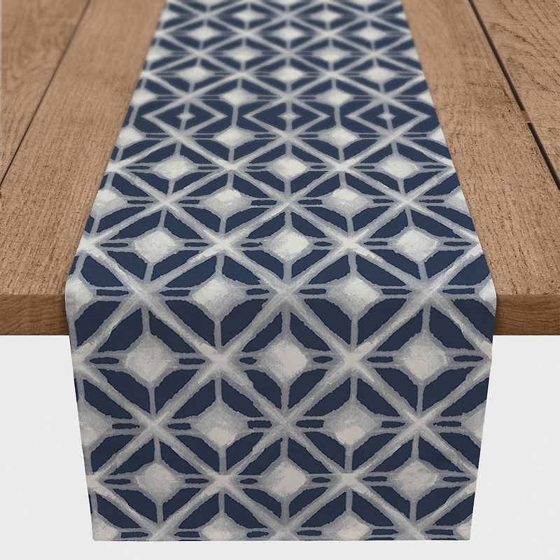 Navy & Gray Diamonds Indoor/Outdoor Table Runner