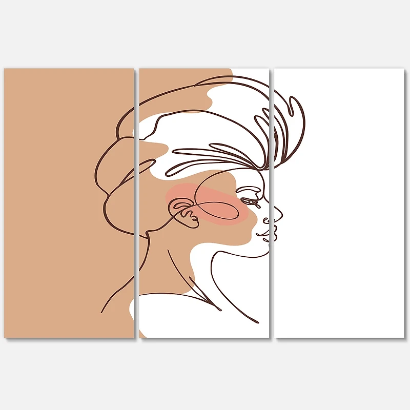 Designart - One Line Portrait of African American Woman II