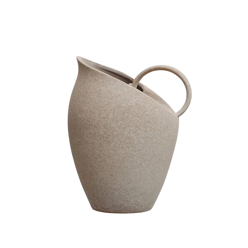 Hello Honey® 9" White Textured Stoneware Pitcher in Reactive Glaze