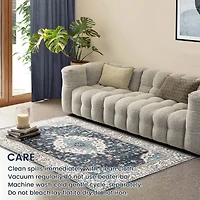 Glitzhome® 5ft. x 8ft. Blue & Ivory Oriental Area Rug