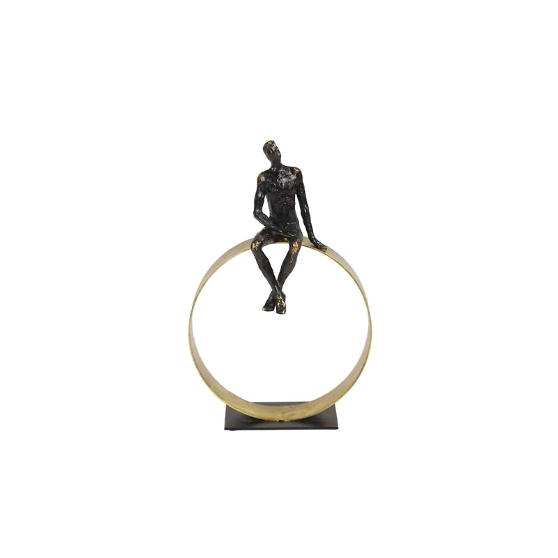 Black Resin Modern Sculpture, Man 15" x 9" x 5"