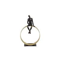 Black Resin Modern Sculpture, Man 15" x 9" x 5"