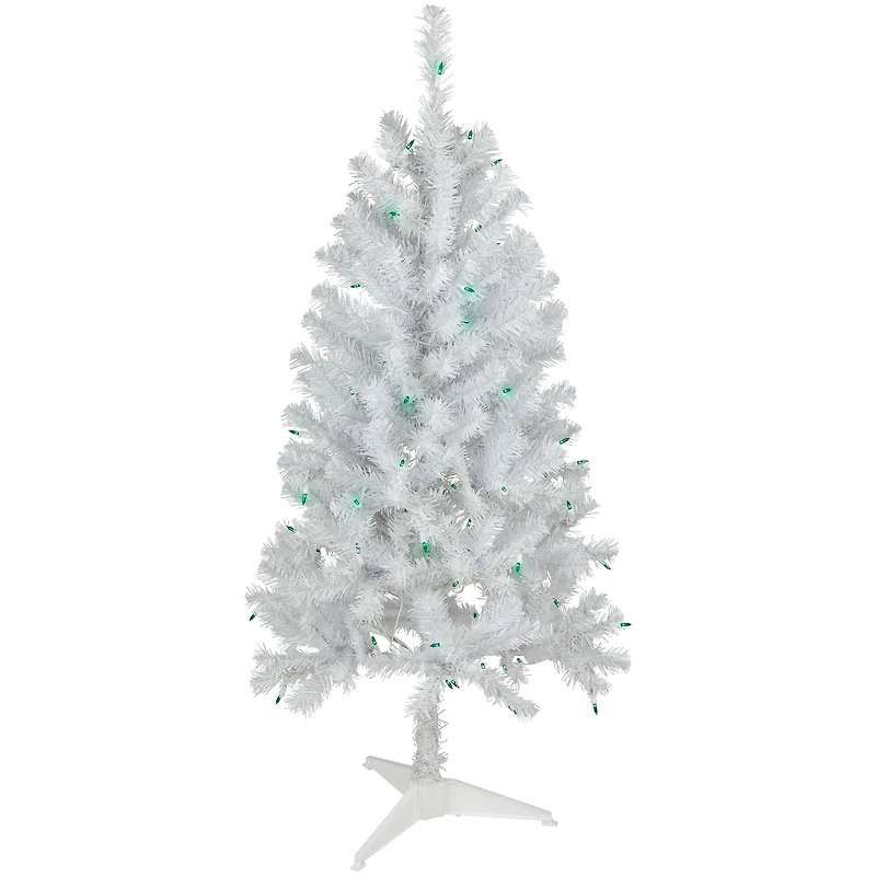 4ft. Pre-Lit White Artificial Christmas Tree, Green Lights