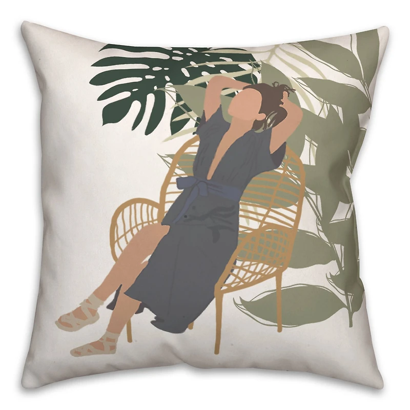Lounging Summer Girl 18" x 18" Throw Pillow