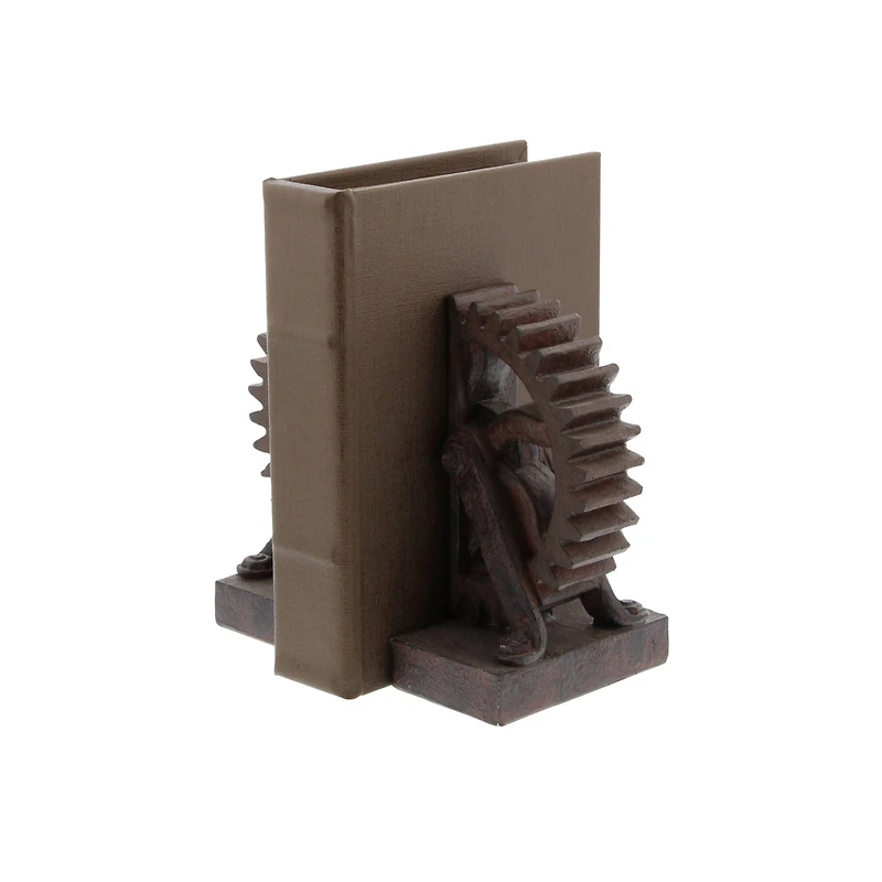 7" Brown Industrial Gear Bookends