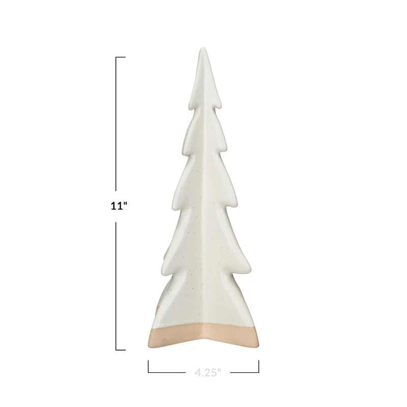 Hello Honey® 11" Cream Decorative Stoneware Tree with Reactive Glaze