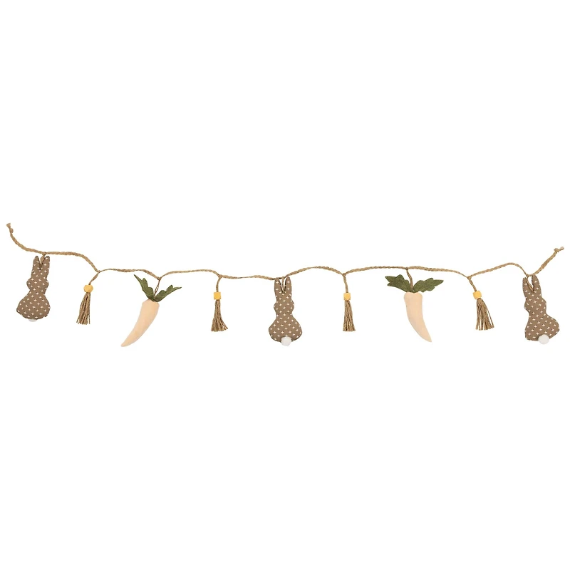 4ft. Beige & White Carrot & Plush Easter Bunny Garland