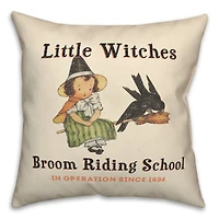 Lil Witch Broom Riding School Spun Poly Throw Pillow
