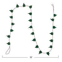 Hello Honey® 6ft. Handmade Wool Felt Green Leaves with Red & Gold Jingle Bells Garland