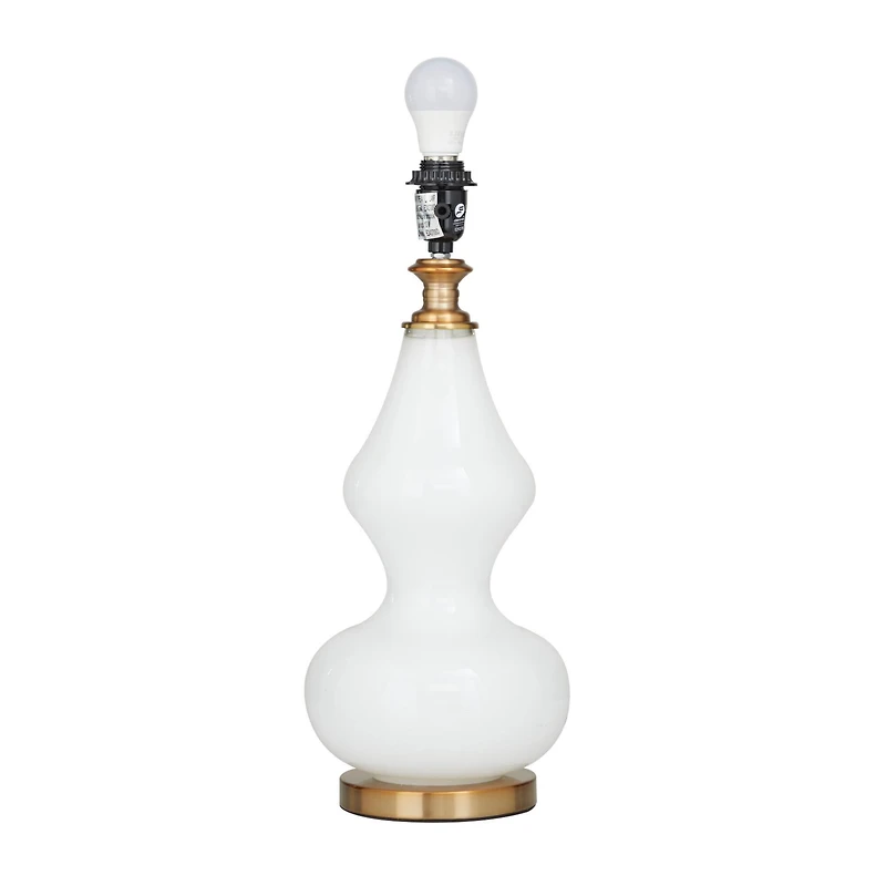 White Glass Table Lamp 15" x 15" x 29"