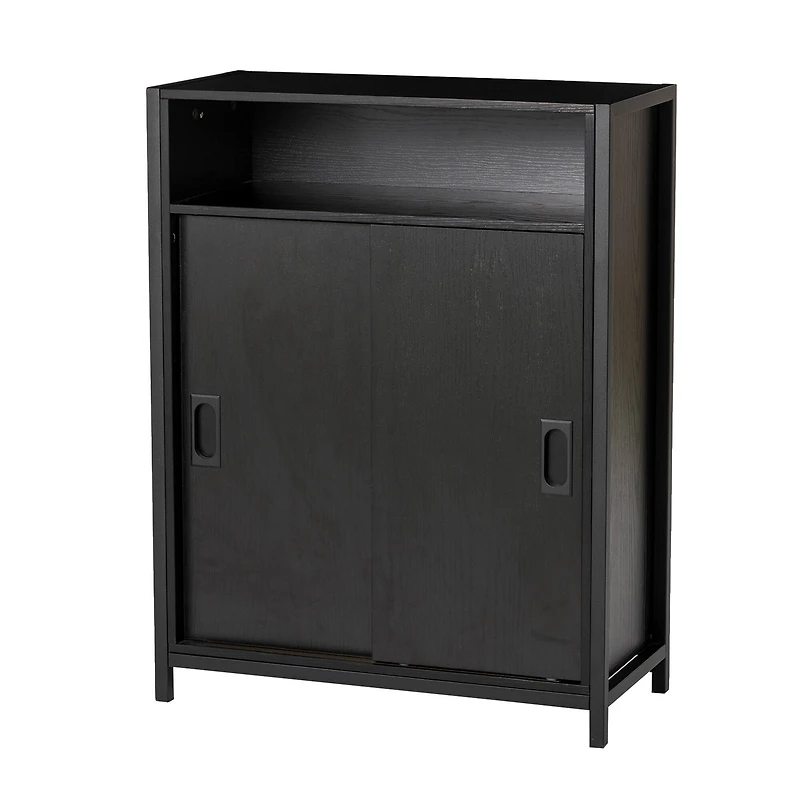 Glitzhome® 32" Black Double Door Modern Storage Floor Cabinet
