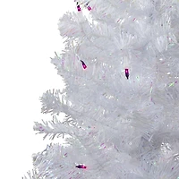 4ft. Pre-Lit White Iridescent Pine Artificial Christmas Tree, Purple Lights
