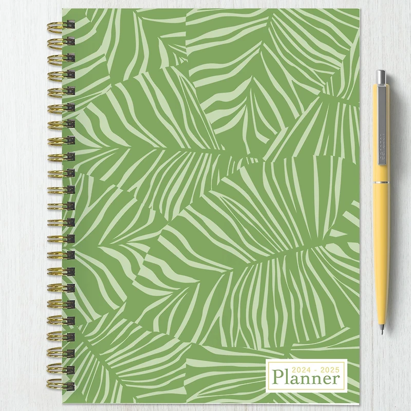 TF Publishing 2024-2025 Medium Verde Fronds Spiral Weekly Monthly Planner