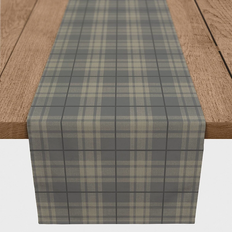 Dark Gray Plaid Indoor/Outdoor Table Runner
