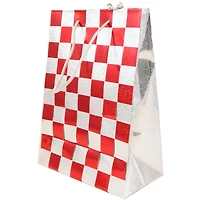 JAM Paper Medium Red & Silver Checkered Gift Bags, 24ct.