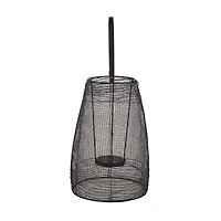 Black Iron Modern Candle Holder Lantern, 13" x 8" x 8"