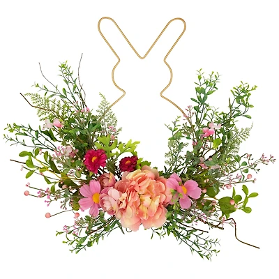 16" Easter Bunny & Mixed Floral Wall Hanging Décor
