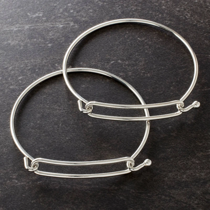 12 Packs: 2 ct. (24 total) Rhodium Slide Bangles by Bead Landing™