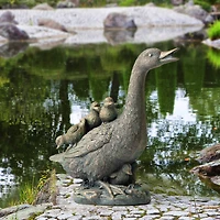 Glitzhome® 15" Faux Bronze Duck Garden Statue