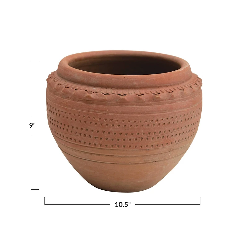 Hello Honey® 9'' Textured Terra-Cotta Pot