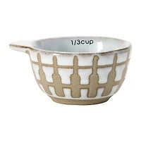 Hello Honey® White & Tan Stoneware Measuring Cups with Wax Relief Pattern, 4ct.