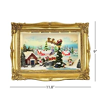 90th Anniversary Collection 9" Animated & Musical LED Gold Frame Village Shadow Box