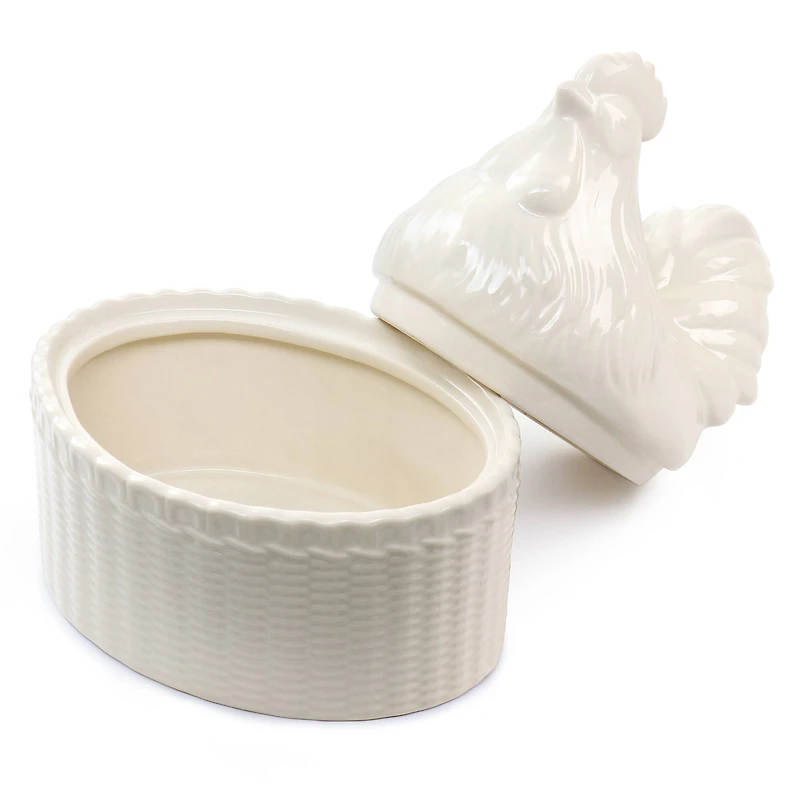 Martha Stewart 6" Cream Ceramic Rooster Baker