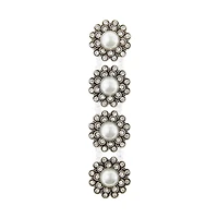 12 Packs: 4 ct. (48 total) Silver Faux Pearl Flower Sliders, 25mm by Bead Landing™