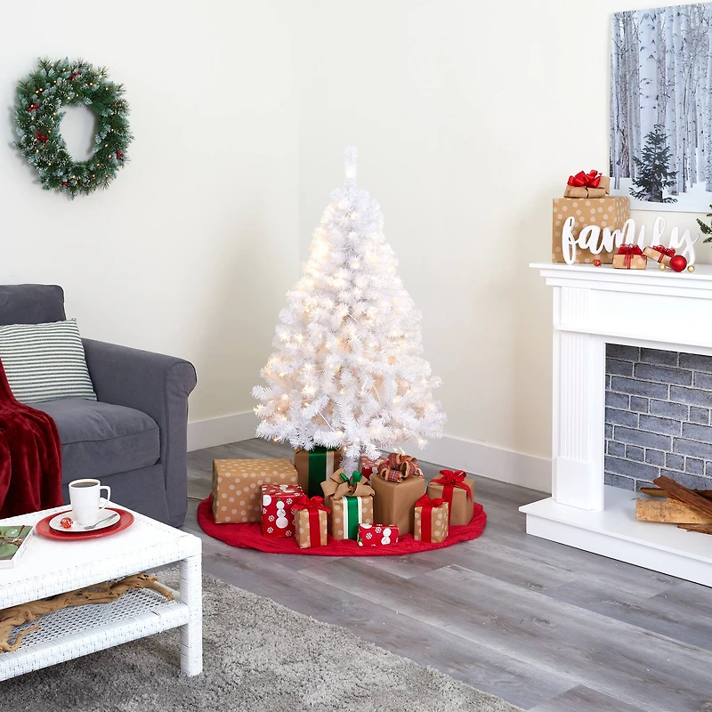 5ft. Pre-Lit White Artificial Christmas Tree, Clear LED Lights