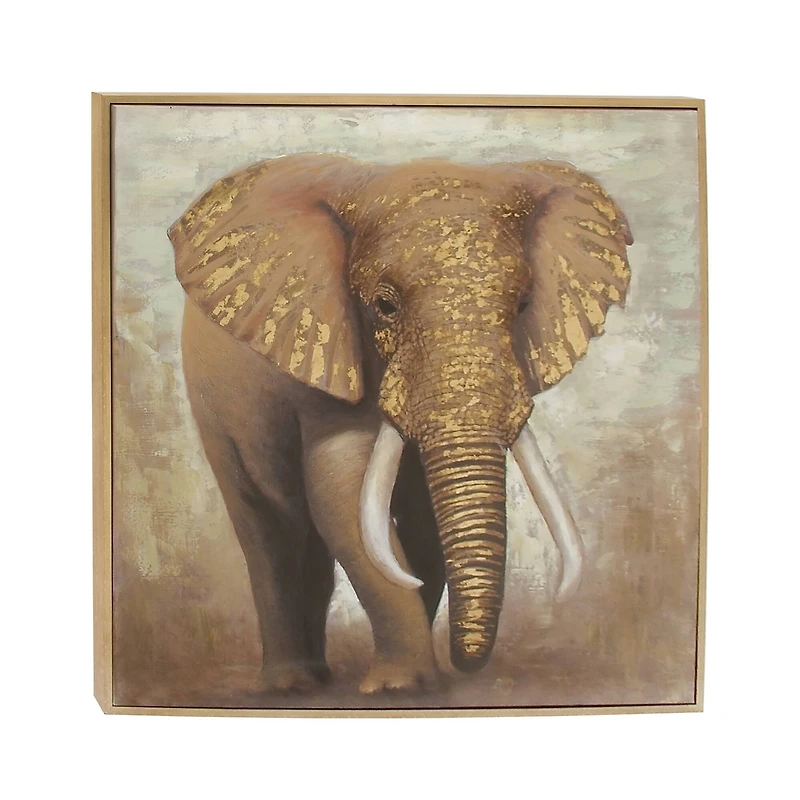 Brown Traditional Elephant Canvas Wall Art, 47" x 47"