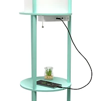 Simple Designs™ 62.5" Round Floor Lamp with 2 USB Ports and 1 Outlet