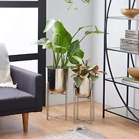 Silver Metal Glam Planter Set