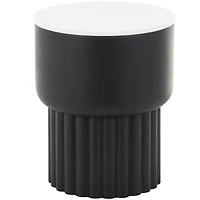18.75" Black Metal Ribbed Side End Accent Table with White Marble Tabletop