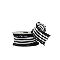 1.5" x 10yd. Black & White Striped Wired Grosgrain Ribbon by Celebrate It® Halloween