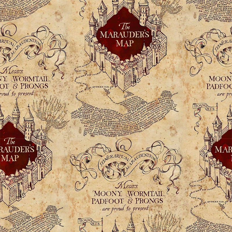Harry Potter Marauder's Map Cotton Fabric 8yd. Bolt
